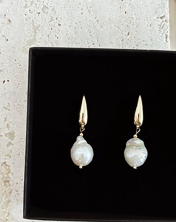 Kolczyki pozłacane Perły naturalne barokowe, Chmolowska Jewellery