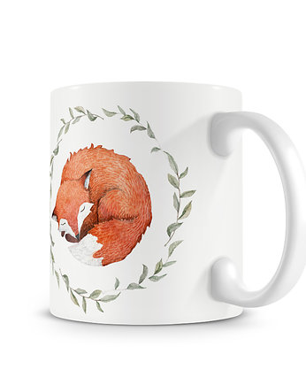 Kubek z śpiącym lisem. i love forest, Love Life and Forest