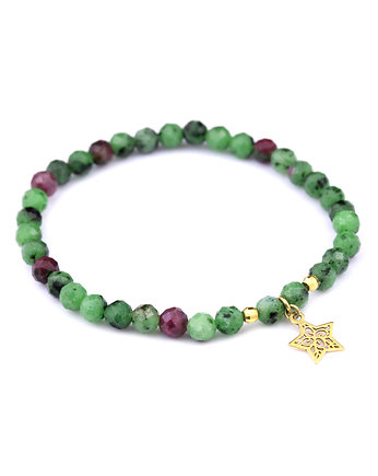 Bransoletka Rubin i Zoisyt Gwiazdka złoto, Brazi Druse Jewelry