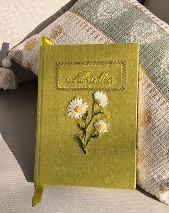 Szkicownik, notes czysty B5 z haftowanym ręcznie haftem, Bookbinding by Susan