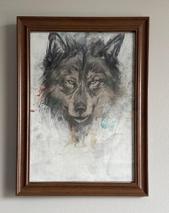 Ręcznie malowany obrazek w ramie " Wilk", ReinerArt