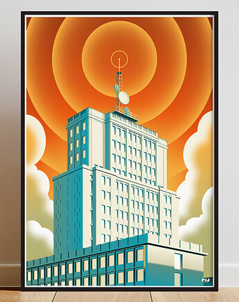 Wieżowiec Centrali Tekstylnej - plakat z symbolem Łodzi, OKO MI SKOKO