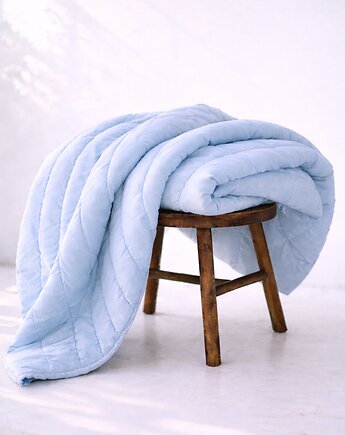 Lniana kołdra bezposzewkowa 140x200cm - błękit