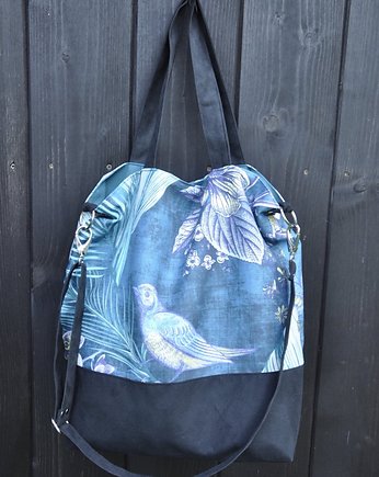 Torba na ramię XL - print tajemniczy ogród, PRACOWNIA 166