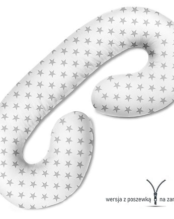 Poduszka ciążowa do spania i karmienia Szare gwiazdki na białym, Baby Love Decor