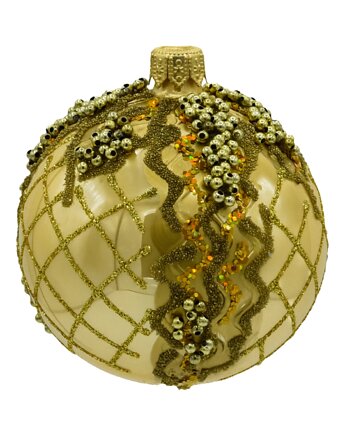 Bombka złota Vintage z bogatymi zdobieniami: 6 sztuk, Syn Bombkarza