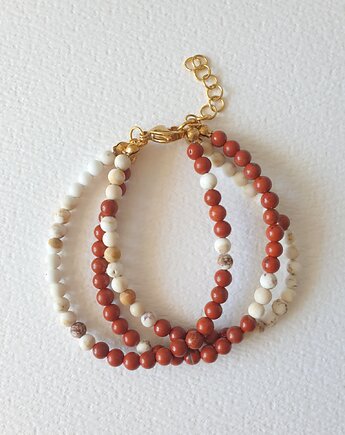 Bransoletka TRIO jaspis czerwony, howlit