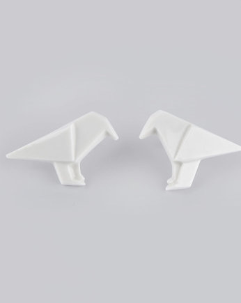 Kolczyki z Porcelany Wrony Białe, StehlikDesign