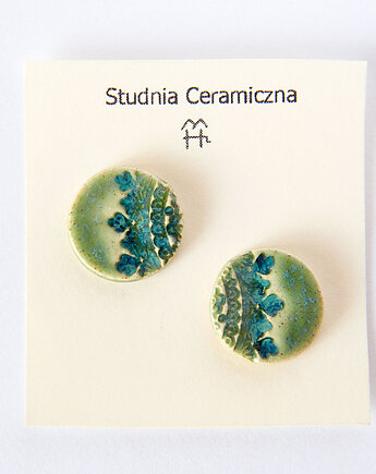 Kolczyki ceramiczne  z mandalą 14mm, studnia ceramiczna