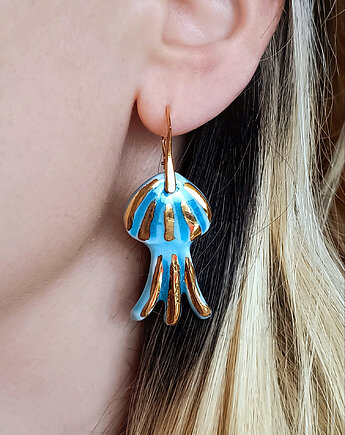 Kolczyki pozłacane Błękitna Meduza Kolekcja Parian, ZIĘBA
