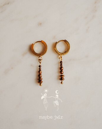 Kolczyki złote z zawieszkami z kamieni hematyt, Maybe Jwlr