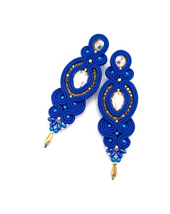 Kolczyki sutasz niebieskie ze złotem Ismara wieczorowe z kryształkami, Katrina Rossa