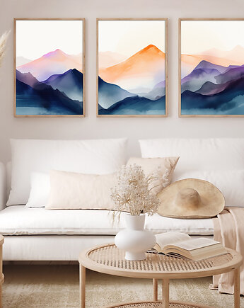 Plakat Górski Zachód w Akwareli, Harvest Maison