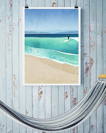 Surferka na falach - plakat 50x70 cm, minimalmill