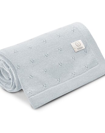 Koc z wełny merino Jersey Błękitny, YOSOY