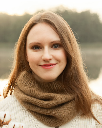 Cienki camelowy szalik typu komin tuba z wełny alpaki, Holy Alpaca Knit