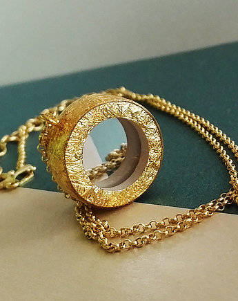 Okrągły złoty naszyjnik z lustrem, OKAZJE - Prezent na Imieniny