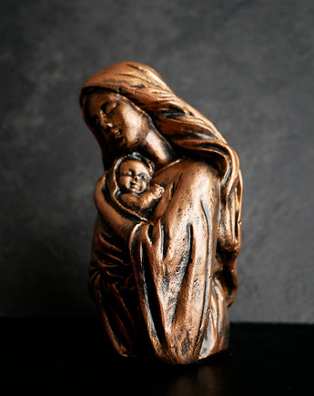 Rzeźba z gipsu, Matka z Dzieciątkiem, ogniste złoto, wys. 11,5 cm, JBJart Justyna Jaszke