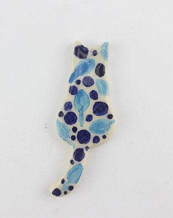 Ceramiczna broszka kot malowany, m2k studio
