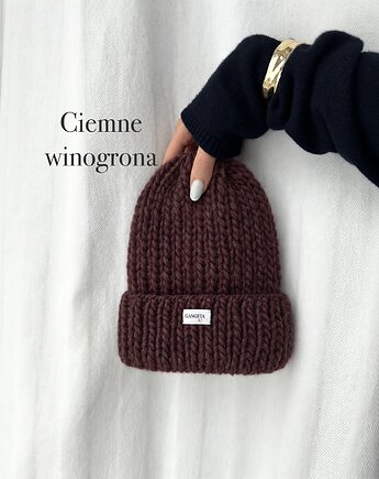 Czapka Lily 100% wełna *ciemne winogrona*, GANGSTA KNIT