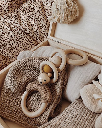 Drewniana zawieszka sensoryczna dla niemowlaka, OKAZJE - Prezent na Baby shower