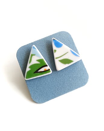 Kolczyki ceramiczne kaszubskie, biżuteria z talerzy