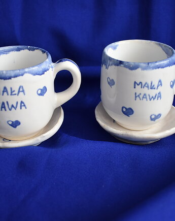 Filiżanki ceramiczne Mała kawa i ciastko, Kobaltowa Sroka