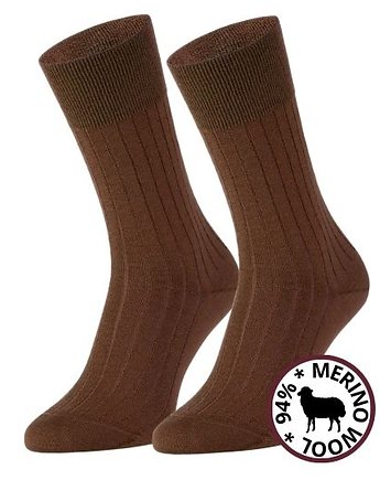 Skarpety z wełny merynosa jasnobrązowe 94% wełny, EsteraShop