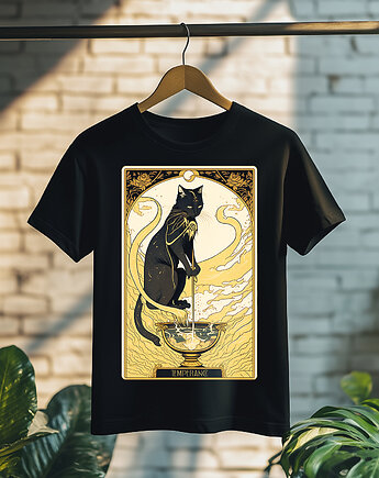 Koszulka - Kocia karta Tarota - Umiarkowanie, Temperance #3, Black Sapphire Art