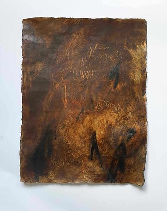 Abstrakcja Wabi Sabi nr 13, 47x36 cm, pigmenty ziemne, akryl, naniby