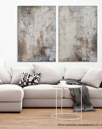 Dyptyk, abstrakcyjny obraz strukturalny 70x100 cm, Diana Abstract Art