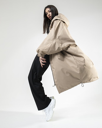 Płaszcz longline hoodie oversize mocca, REST Factory