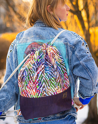 Kolorowy worek damski korek motyw zebry ZEBRA VIBE, Co Tu Się Kroi