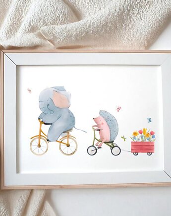 PLAKAT DLA DZIECKA ilustracja akwarelowa zwierzątka, black dot studio