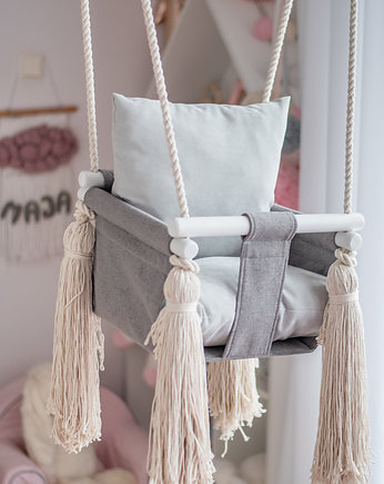 Huśtawka dla dzieci z oparciem Baby Grey, OhSwing
