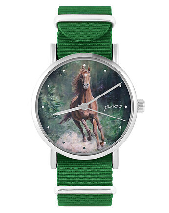 Zegarek - Koń las - zielony, nylonowy, yenoo