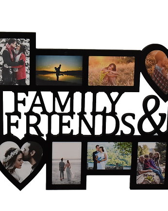 Multirama ramka na zdjęcia z napisem Family & Friends mdf 10 zdjęć serca, Wajdrew