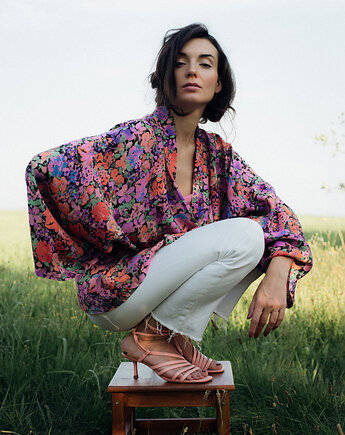 Kimono Purple Flower SHORT, Hippie and Bloom