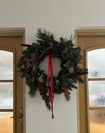 Duży wianek świąteczny xxl naturalny czerwień, Łąka