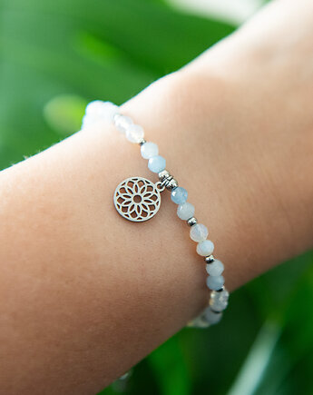 MANDALA bransoletka z kamieni - akwamaryn i opal, Greenmoon Handmade