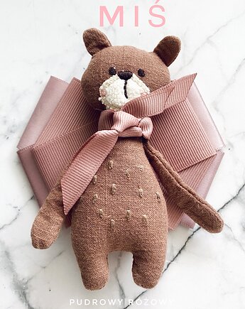 Artystyczna Brosza z niesamowitym Misiem! Pop Art  MIŚ, Pudrowy Różowy