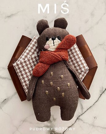 Artystyczna Brosza z niesamowitym Misiem! Pop Art  MIŚ, Pudrowy Różowy