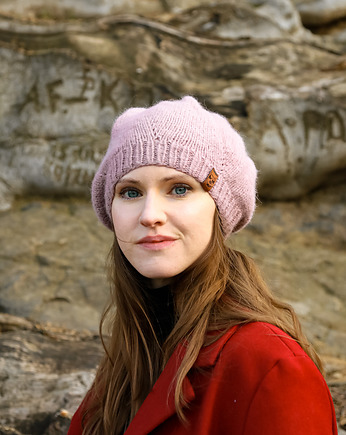 Różowa czapka beretowa z alpaki Blossom Pink, Holy Alpaca Knit