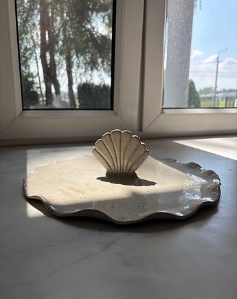 Ceramiczna Patera Okrągła na Ciasta Owoce Przekąski Sushi Pearl White, Maison Fragile
