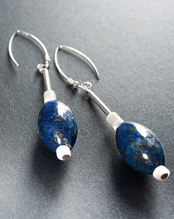Eleganckie kolczyki srebrne z lapis lazuli i masą perłową.[PK1], Anillito