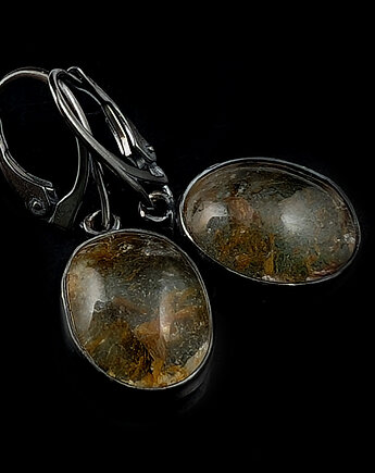 Kolczyki srebrne kwarce z miedzią, Pracownia Neores