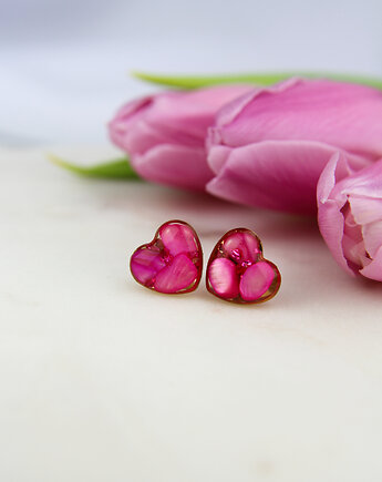 Kolczyki sztyfty różowe serca, Frant Art Jewellery