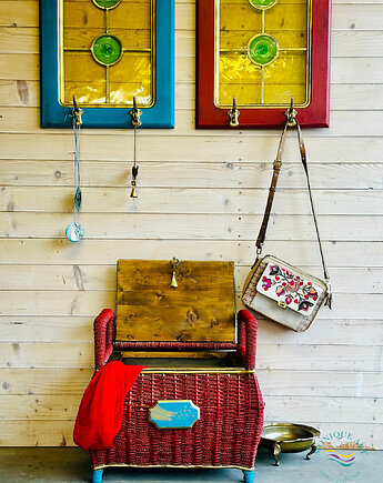 Unikatowy zestaw odnawianych mebli w stylu boho, półka GRATIS, Monique Art