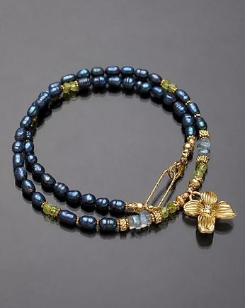 Pearls /navy blue/ perły naturalne - choker /31.03.26/, KiKa pracownia