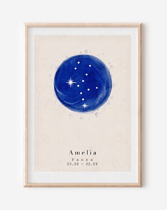 Plakat - Znak zodiaku  Panna/ Virgo - Plakat personalizowany, Mint In Paper